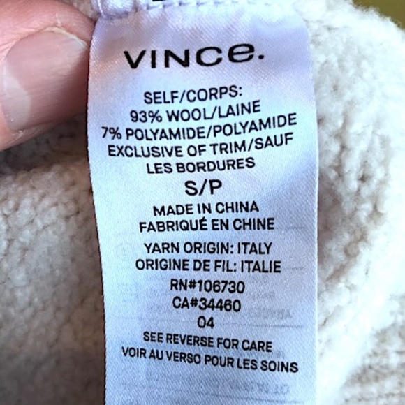 VINCE Textured Wool-Blend Hoodie Pullover Sweater in Ivory NWOT/sz S - Picture 12 of 12